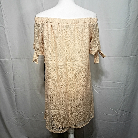 Sequin Hearts Off-Shoulder Lace Sheath Dress Sz S - Picture 4 of 8